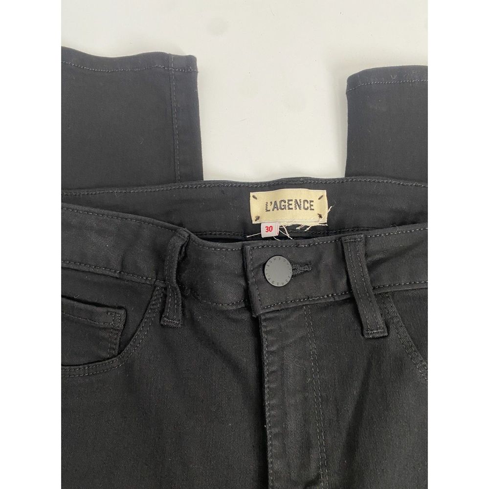 L’AGENCE Margot Crystal Tux Stripe Skinny Jeans in Noir Sz 30 - Picture 7 of 8